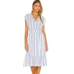 Rails Ashlyn Levanzo Blue White Striped Linen Blend Flounce Dress Women size XS